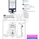 WH172A หม้อน้ำซ่อนผนังแบบกดหน้า (มีเฟรม) ใช้น้ำ 4.5/3 ลิตร