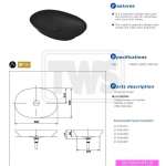 LW4706#MBL อ่างล้างหน้าวางบนเคาน์เตอร์ พร้อมสะดือ Matte Black