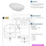 LW4706#MW อ่างล้างหน้าวางบนเคาน์เตอร์ พร้อมสะดือ Matte White
