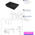 LW1735#MBL อ่างล้างหน้าวางบนเคาน์เตอร์ Matte Black