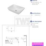 LW1735#MW อ่างล้างหน้าวางบนเคาน์เตอร์ Matte White