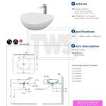 LW4704#XW อ่างล้างหน้าวางบนเคาน์เตอร์ พร้อมสะดือป๊อปอัพ