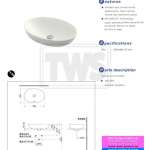 LW1705 อ่างล้างหน้าวางบนเคาน์เตอร์ 