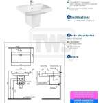 LW1216CK+LW1215HFK อ่างล้างหน้าพร้อมขารองอ่างแบบแขวนผนัง 