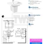 LW1215CK+LW1215HFK อ่างล้างหน้าพร้อมขารองอ่างแบบแขวนผนัง 