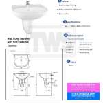 LHT236CV อ่างล้างหน้าพร้อมขารองอ่างแบบแขวนผนัง 