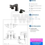 TLG04201T#MBL ก๊อกผสมอ่างล้างหน้า 3 รูก๊อก พร้อมสะดือป๊อปอัพ รุ่น GA (Matte Black)