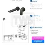TLG04310T#MBL ก๊อกผสมอ่างล้างหน้าแบบก้านโยกชนิดฝังผนัง รุ่น GA (Matte Black)