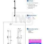 TBW07019T#MBL ราวแขวนฝักบัวปรับระดับ รุ่น G (Matte Black)