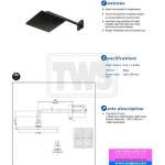 TBW08002T#MBL ฝักบัวก้านแข็ง ชนิดติดผนัง รุ่น G (Matte Black)
