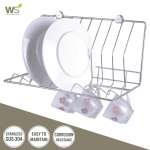 WR-4001-60 ที่คว่ำจานสแตนเลส พร้อมที่แขวนแก้ว แบบติดผนัง ขนาด 60 ซม.