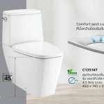 คลิกเลย COTTO สุขภัณฑ์สองชิ้น รุ่น HERCULES CURVE 45 ใช้น้ำ 4.5 ลิตร ระบบ Triplex Flush 0