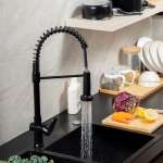 RA BLACK-PREME ก๊อกซิงค์ล้างจานน้ำเย็น คอสปริง MATT BLACK