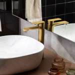 RA DB-90402G ก๊อกล้างหน้าน้ำเย็นคอสูง สี MATT GOLD รุ่น DEXTER 