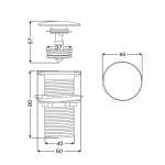RA 430077 สะดืออ่างป๊อปอัพแบบกด ไม่มีรูน้ำล้น แป้นใหญ่
