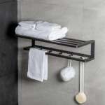 RA W1533-W1234-GG หิ้งตากผ้ามีราวแขวนแบบพับได้ GUN GRAY