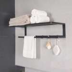 RA W1533-W5566-BK หิ้งตากผ้ามีราวแขวนแบบพับได้ BLACK