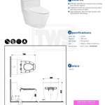 CW625 โถสุขภัณฑ์ชิ้นเดียว ใช้น้ำ 4.5/3 ลิตร ฝารองนั่งแบบ Soft Close