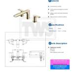 TBG04201T#PFG ก๊อกผสมสำหรับลงอ่างอาบน้ำ ชนิดติดเคาน์เตอร์ (3 รูก๊อก) รุ่น GA (Polished Frence Gold)
