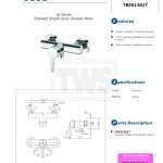 TBS01301T ก๊อกผสมสำหรับยืนอาบน้ำ ชนิดติดผนัง (ไม่รวมชุดฝักบัวสายอ่อน) รุ่น LB
