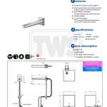 TLE25005T-EC ก๊อกเดี่ยวเซ็นเซอร์ ชนิดฝังผนัง (ECOPOWER) ใช้น้ำ 1.3 ลิตร/นาที