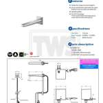 TLE25005T-AC ก๊อกเดี่ยวเซ็นเซอร์ ชนิดติดผนัง (ใช้ไฟฟ้า 220V) ใช้น้ำ 1.3 ลิตร/นาที