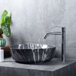 AQ BLACK-56 อ่างล้างหน้าเซรามิค ลายหินอ่อนดำ