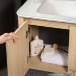 J 91080-CAB-80/SET ชุดอ่างล้างหน้าเซรามิคพร้อมตู้เก็บของ ขนาด 80 ซม.