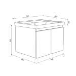 J BC-504-MR-WH/SET ชุดอ่างล้างหน้าพร้อมตู้เก็บของ ขนาด 60 ซม. WHITE GLASS