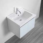 J BC-504-MR-WH/SET ชุดอ่างล้างหน้าพร้อมตู้เก็บของ ขนาด 60 ซม. WHITE GLASS