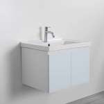 J BC-504-MR-WH/SET ชุดอ่างล้างหน้าพร้อมตู้เก็บของ ขนาด 60 ซม. WHITE GLASS