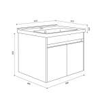 J BC-9060-BEA/SET ชุดอ่างลางหน้าเซรามิคพร้อมตู้เก็บของ ขนาด 60 ซม.