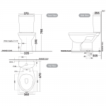 NC-7681S : BOTAN สุขภัณฑ์แบบสองชิ้น ใช้น้ำ 3/4.5 ลิตร รุ่น โบตั๋น
