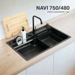 EVE ซิงค์ล้างจานน้ำตกสแตนเลส 1 หลุม + ก๊อกน้ำ ANGULAR และอุปกรณ์เสริม