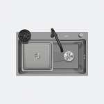 EVE ซิงค์ล้างจานน้ำตก สีเทาไทเทเนียม + ก๊อกน้ำ ANGULAR และอุปกรณ์เสริม 0