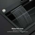 EVE ซิงค์ล้างจานน้ำตก 1 หลุม หินแกรนิตสังเคราะห์ BLACK + ก๊อกน้ำ ZERO BLACK  EP และอุปกรณ์เสริม