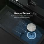 EVE ซิงค์ล้างจานน้ำตก 1 หลุม หินแกรนิตสังเคราะห์ SUPER GREY + ก๊อกน้ำ ZERO BLACK EP และอุปกรณ์เสริม