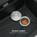 EVE ซิงค์ล้างจานน้ำตก 1 หลุม หินแกรนิตสังเคราะห์ SUPER GREY + ก๊อกน้ำ ZERO BLACK EP และอุปกรณ์เสริม