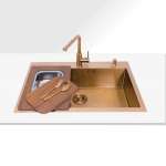 EVE ซิงค์ล้างจาน 1 หลุม สีโรสโกลว์ + ก๊อกน้ำ LEXI ROSEGOLD และอุปกรณ์เสริม