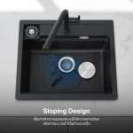 EVE ซิงค์ล้างจาน หินแกรนิตสังเคราะห์ SUPER GREY + ก๊อกน้ำ VINA BLACK EP และอุปกรณ์เสริม