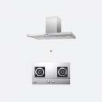 EVE เตาแก๊สสแตนเลสแบบฝัง 2 หัว + เครื่องดูดควันติดผนัง 0