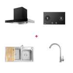 EVE SET เครื่องดูดควันติดผนัง + เตาแก๊สฝังกระจก 2 หัว + ซิงค์ล้างจานอเนกประสงค์ + ก๊อกซิงค์ล้างจาน 0