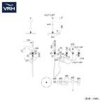 HFVSB-4002C4 ก๊อกคู่ผสมอ่างอาบน้ำแบบตั้งพื้น พร้อมฝักบัวก้านแข็งติดเพดานขนาด 10" และฝักบัวมือถือขนาด 2" x 4" รุ่น CONTOUR