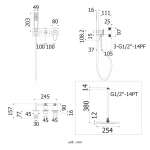 HFVSP-3131C3 ก๊อกเดี่ยวผสมฝักบัวแบบฝังผนัง พร้อมฝักบัวก้านแข็งติดเพดานขนาด 10" และฝักบัวมือถือขนาด 2" x 4" รุ่น CONTOUR