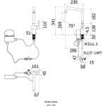 HFVSB-1002A1 ก๊อกน้ำดื่ม-น้ำใช้ คอสวิง แบบตั้งพื้น (พร้อมสต็อปวาล์ว 3 ทาง) รุ่น MARATHON