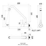 HFVSP-1120G7 ก๊อกน้ำสำหรับอ่างล้างชาม คอสวิง แบบติดผนัง วาล์วโยก รุ่น POCKET