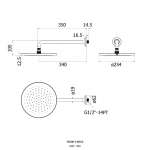 FJDHP-144ICS ฝักบัวก้านแข็งติดผนัง หัวฝักบัว 10" รุ่น RIVIERA