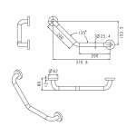 FBVHC-TS792B ราวทรงตัวสเตนเลส 135 องศา เส้นผ่านศูนย์กลาง 25 มม. ขนาด 200 x 200 มม. (ติดซ้าย/ขวา)