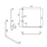 FBVHC-TS791E ราวทรงตัวสเตนเลส 90 องศา เส้นผ่านศูนย์กลาง 32 มม. ขนาด 600 x 600 มม. (ติดด้านขวา)