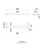 FBVHB-N101KS ราวแขวนผ้า 2 ชั้น ยาว 600 มม. รุ่น BONNY